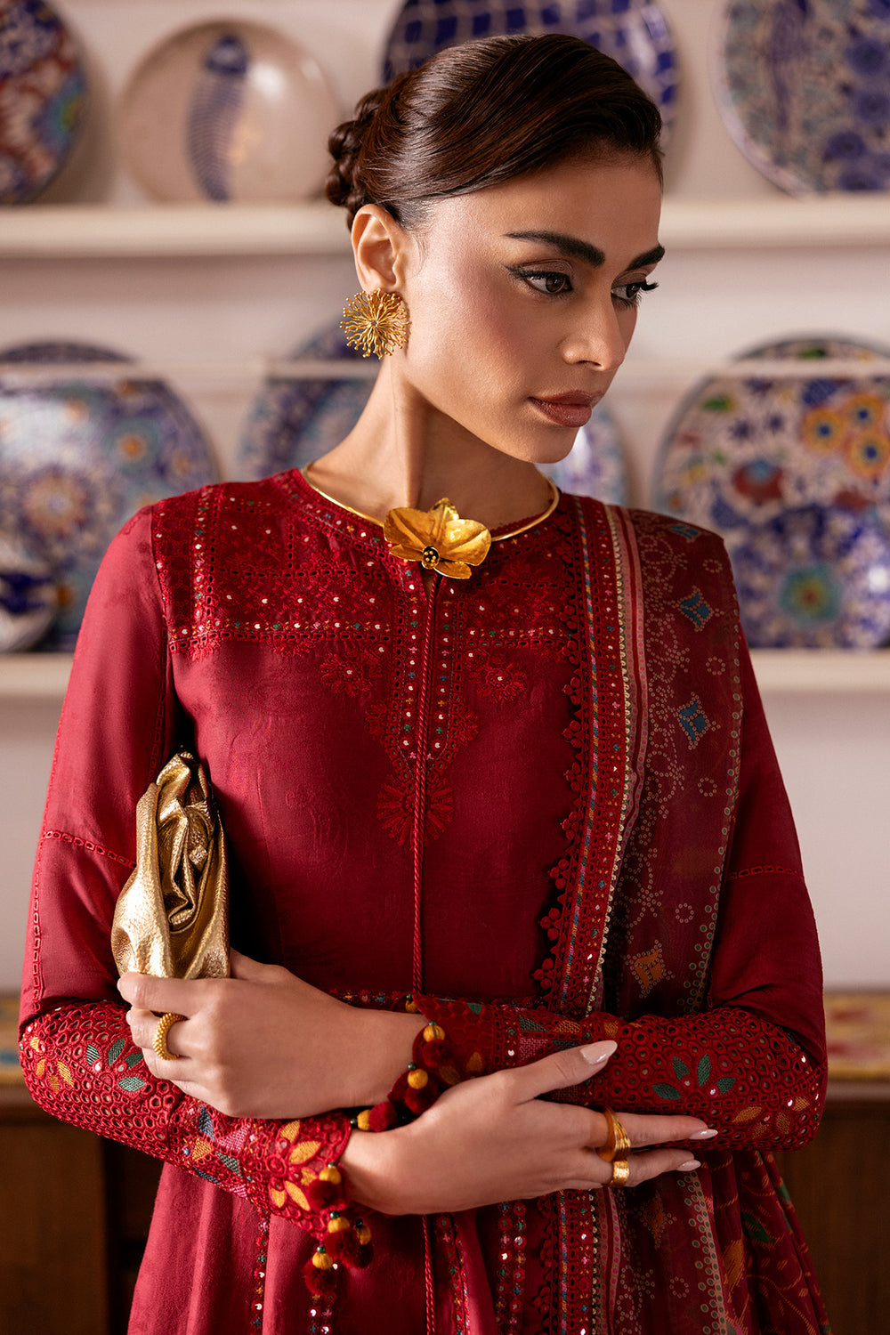 Jazmin 3 Piece Custom Stitched Suit - Maroon - LB31416