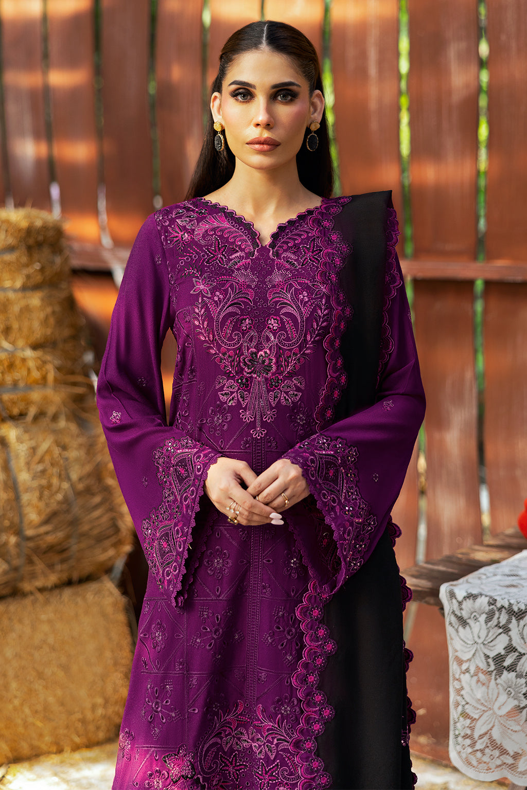 Ramsha 3 Piece Custom Stitched Suit - Purple - LB289159