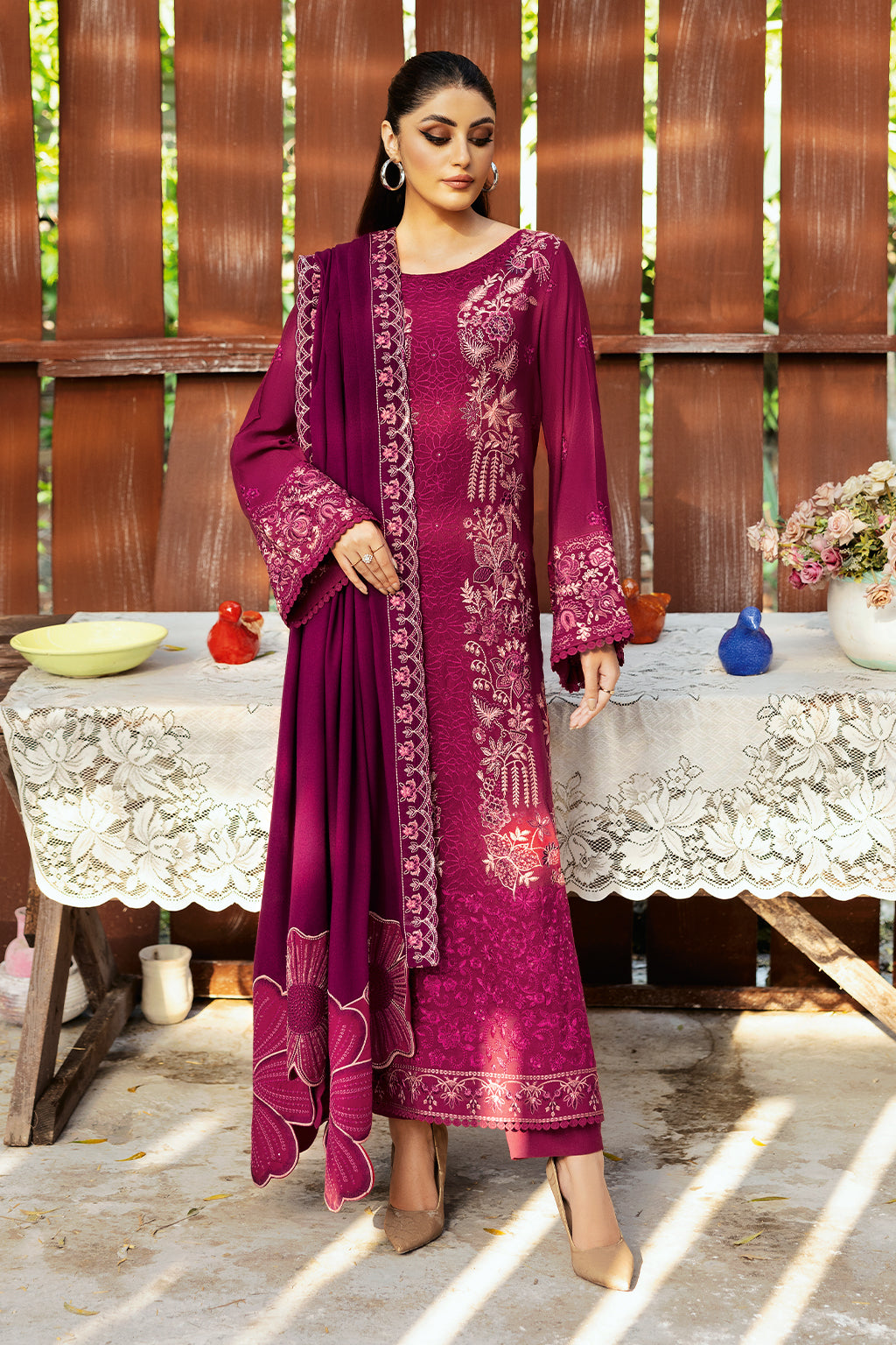 Ramsha 3 Piece Custom Stitched Suit - Purple - LB289163