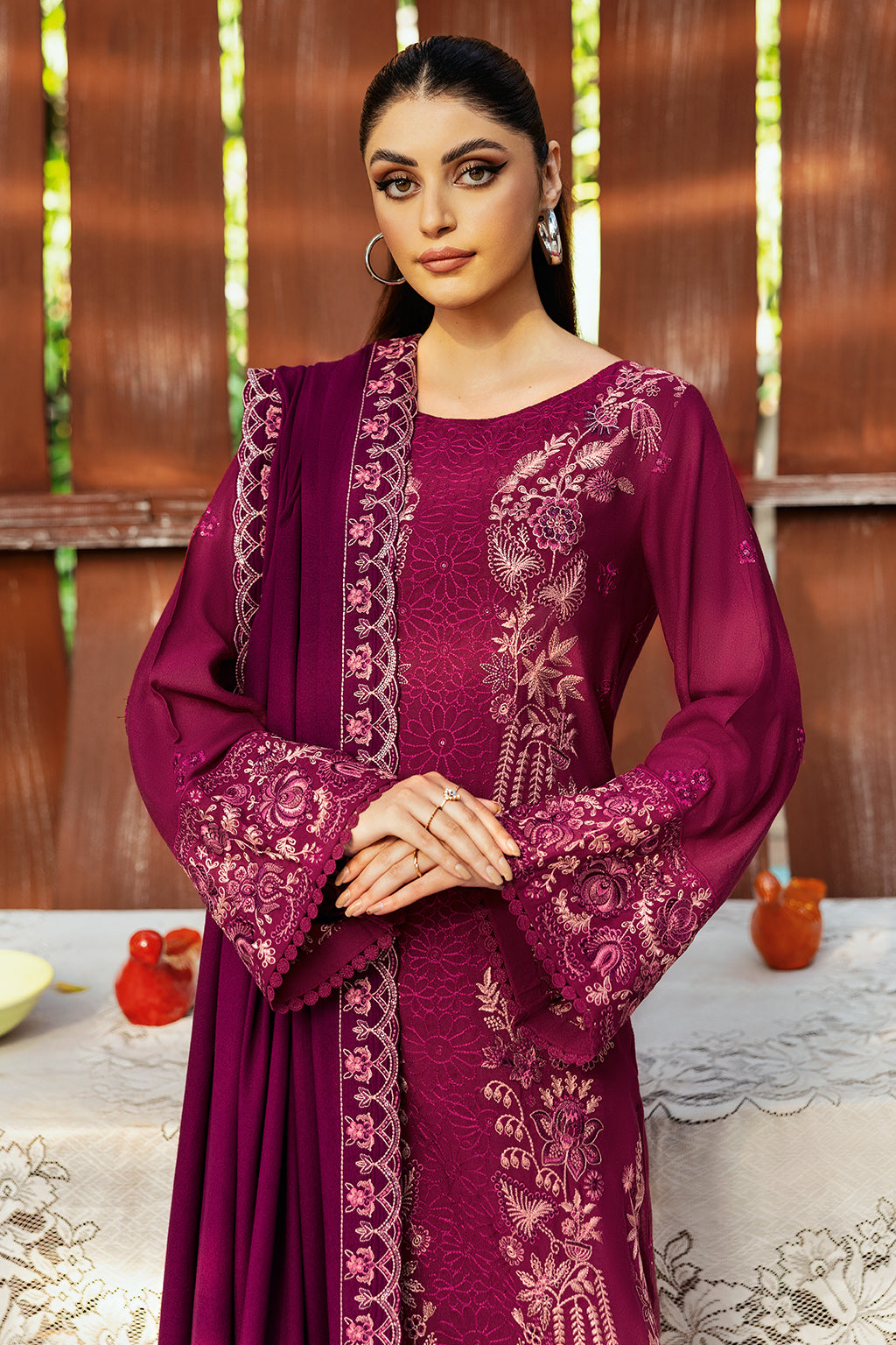 Ramsha 3 Piece Custom Stitched Suit - Purple - LB289163