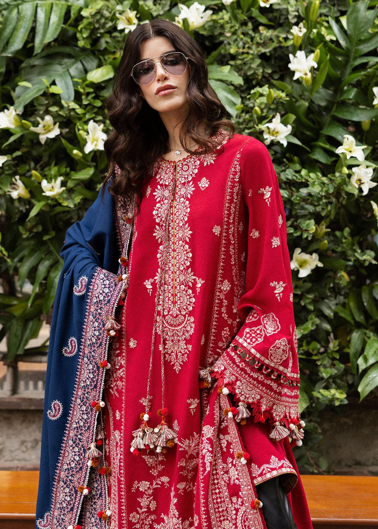 Hussain Rehar 3 Piece Custom Stitched Suit - Red - LB289077