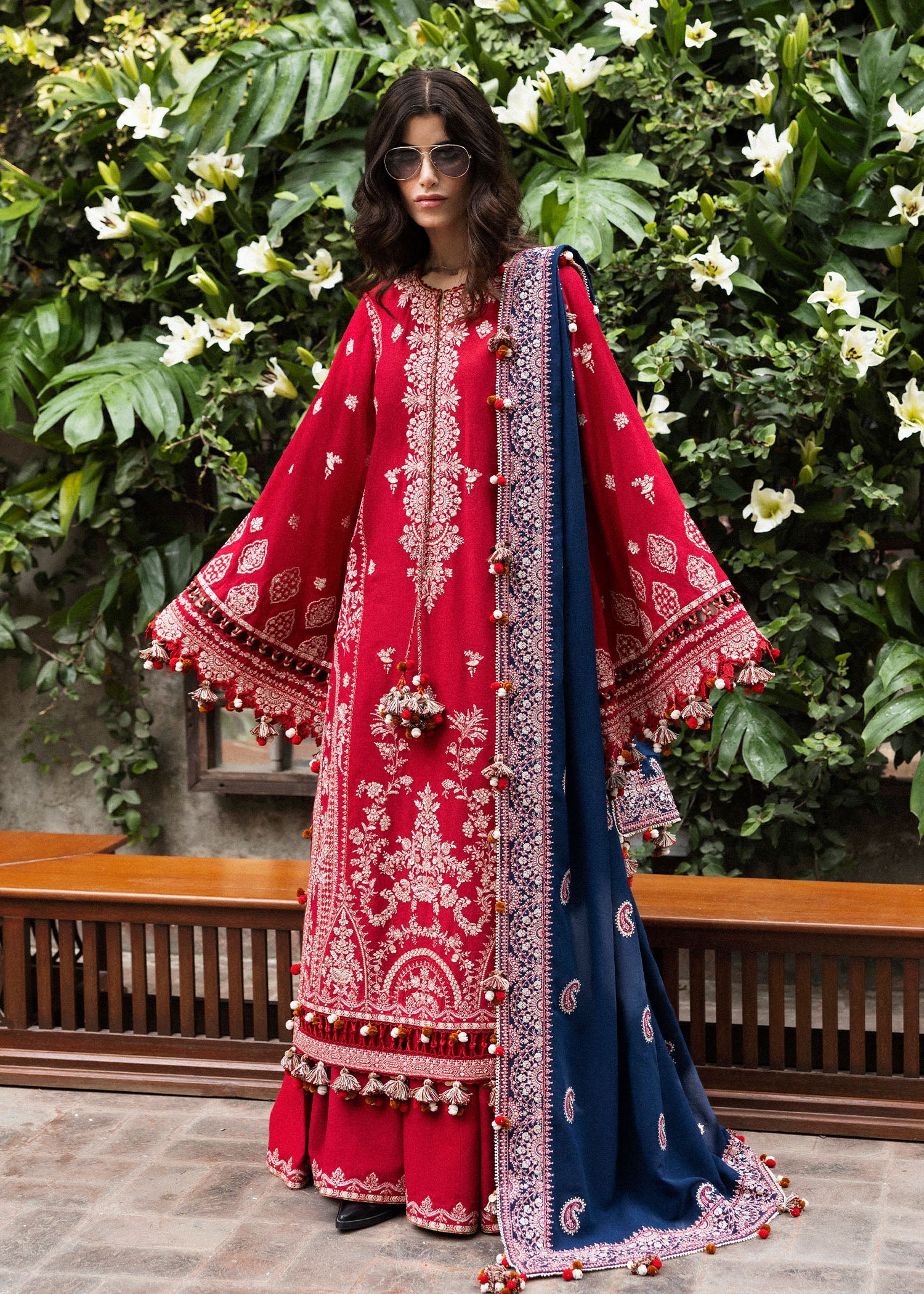 Hussain Rehar 3 Piece Custom Stitched Suit - Red - LB289077