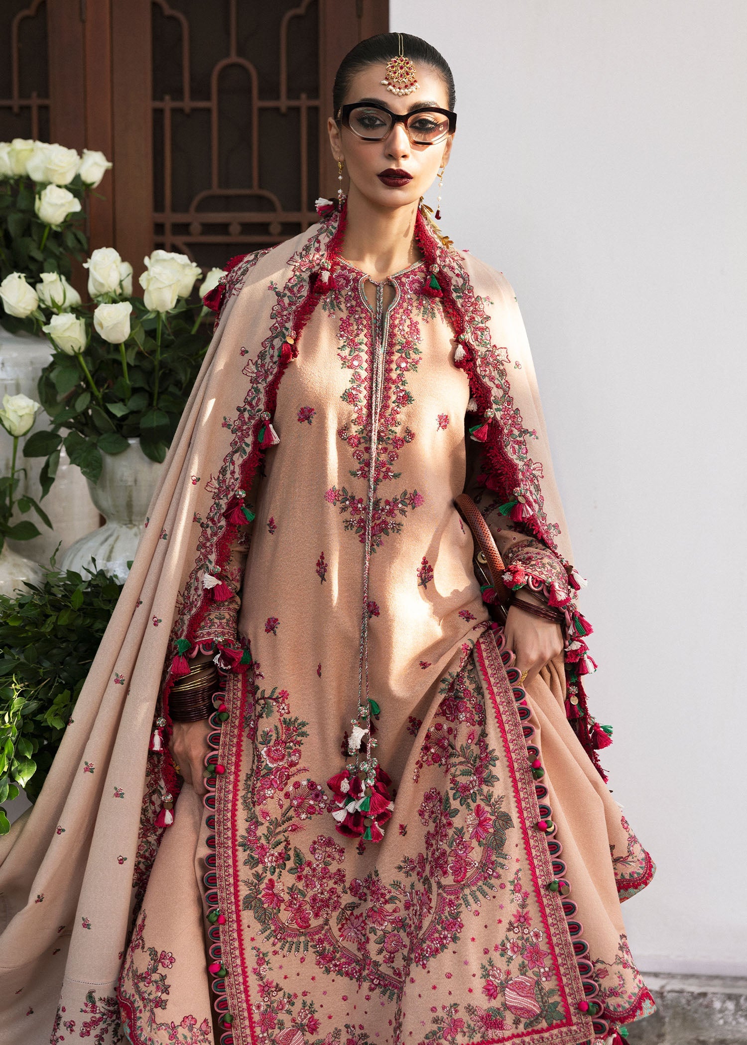 Hussain Rehar 3 Piece Custom Stitched Suit - Beige - LB289073