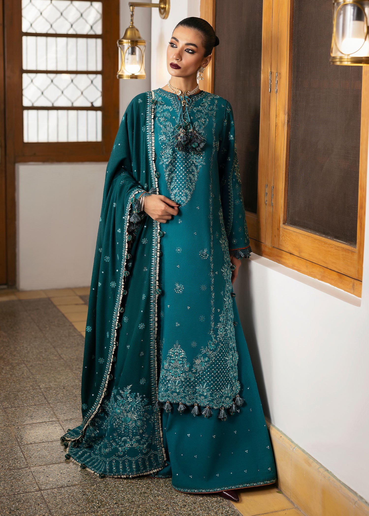 Hussain Rehar 3 Piece Custom Stitched Suit - Blue - LB289081