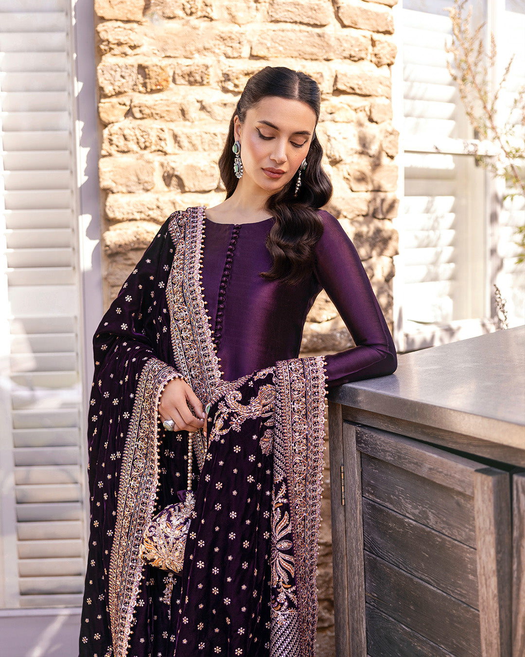 Faiza Saqlain 3 Piece Pret Suit - Purple - LB289147