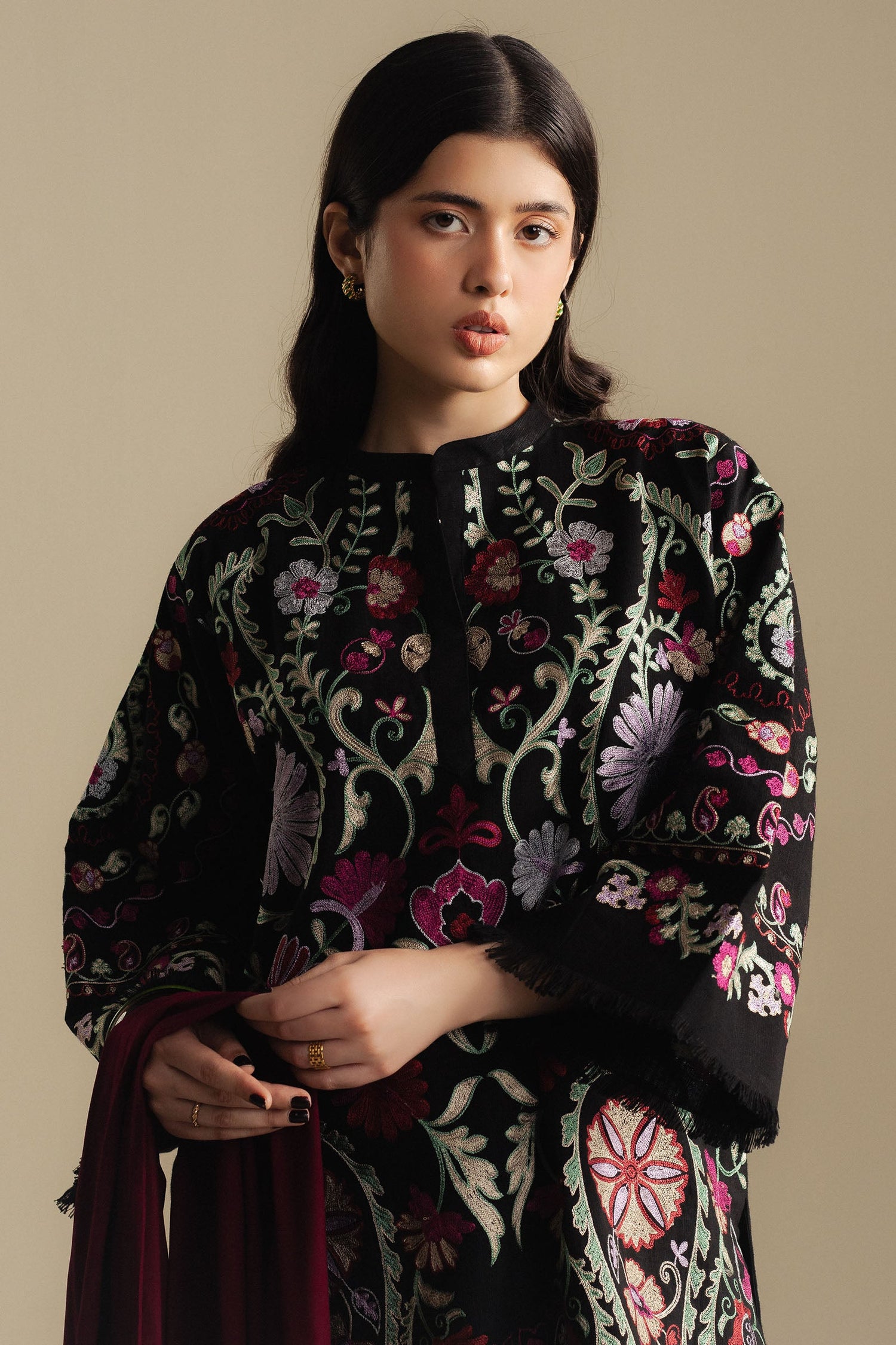 Zara Shahjahan 3 Piece Custom Stitched Suit - Black - LB30997