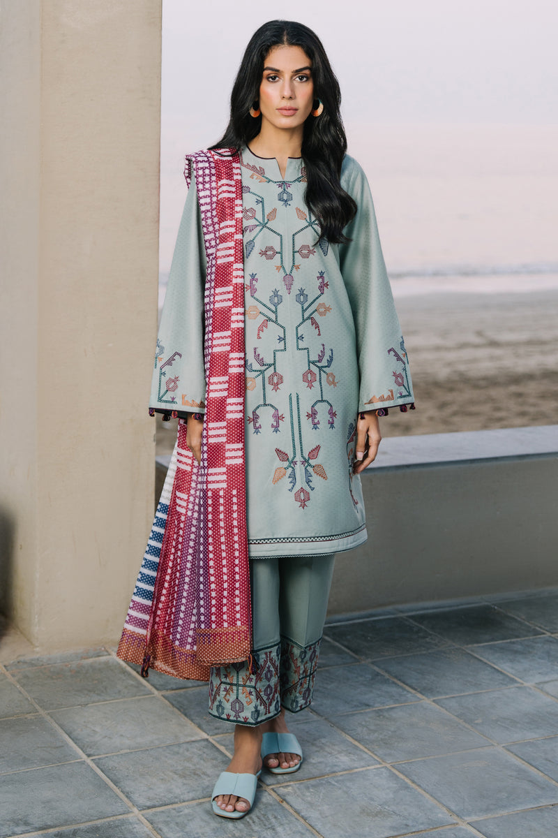 Jazmin 3 Piece Custom Stitched Suit - Green - LB30026