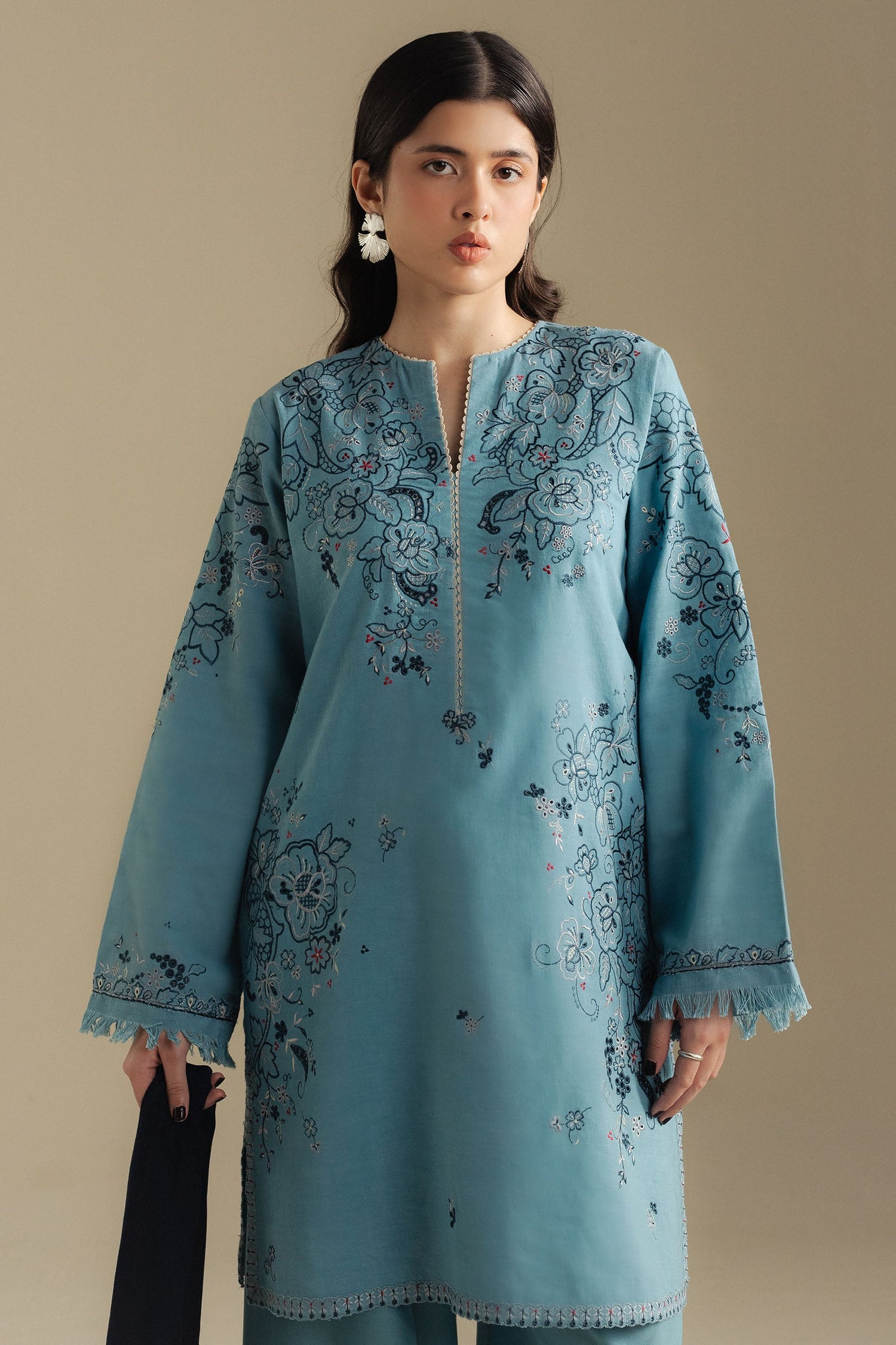 Zara Shahjahan 3 Piece Custom Stitched Suit - Blue - LB31000