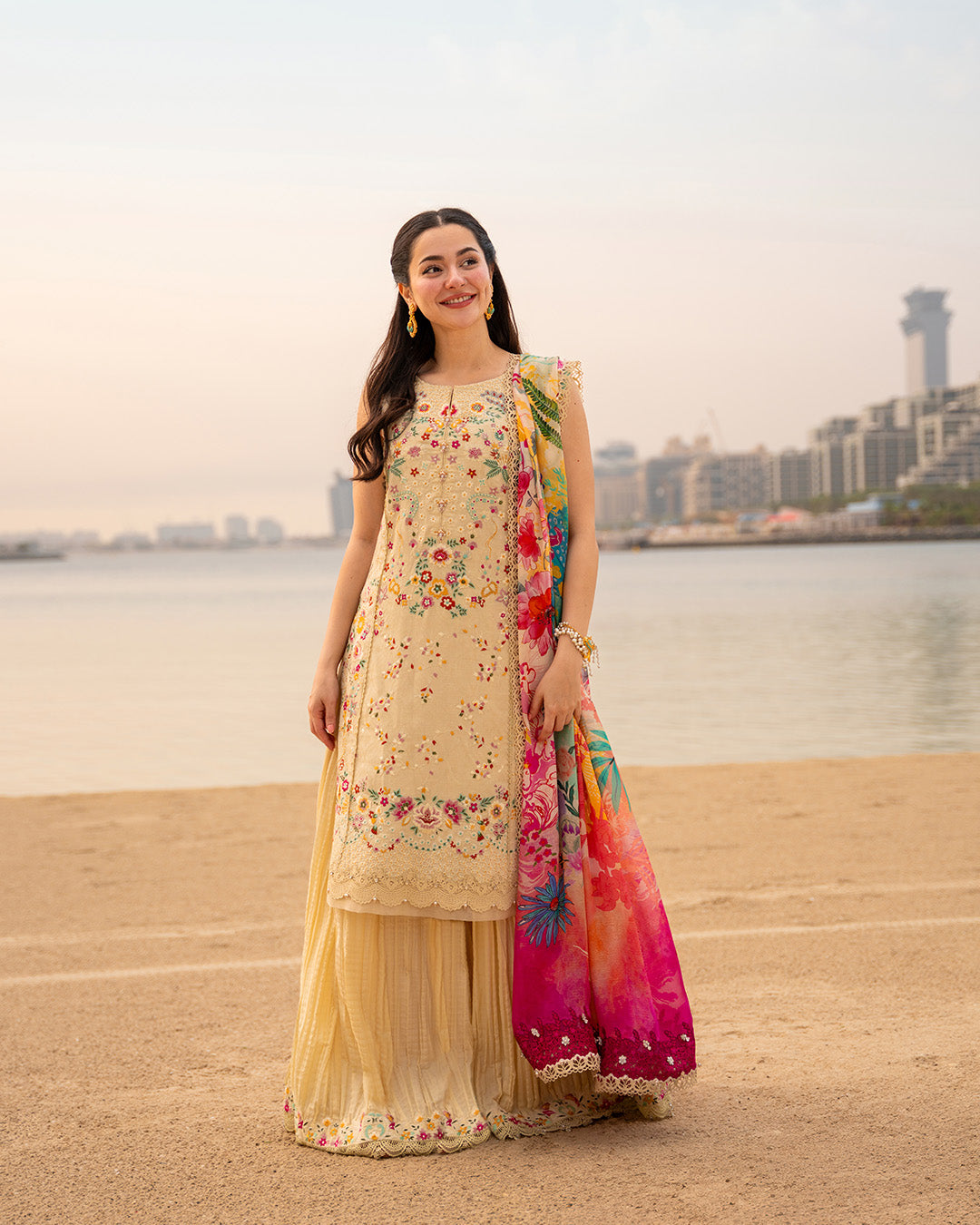 Faiza Saqlain 3 Piece Custom Stitched Suit - Yellow - LB31611