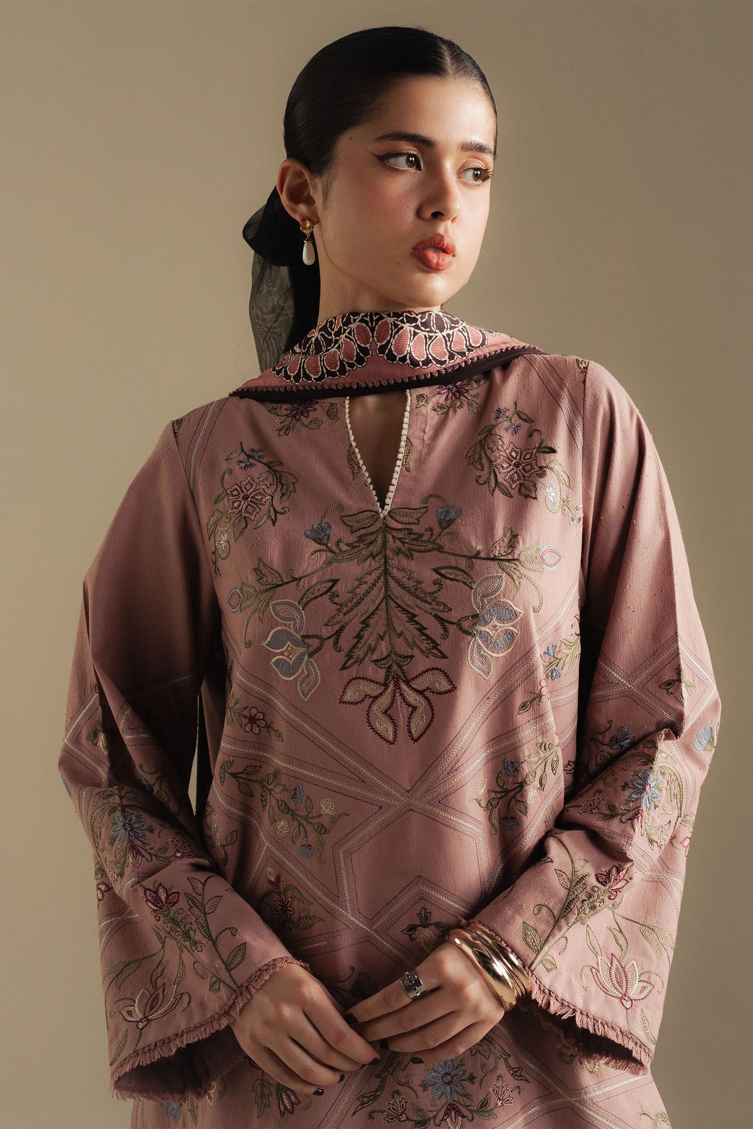 Zara Shahjahan 3 Piece Custom Stitched Suit - Pink - LB30990