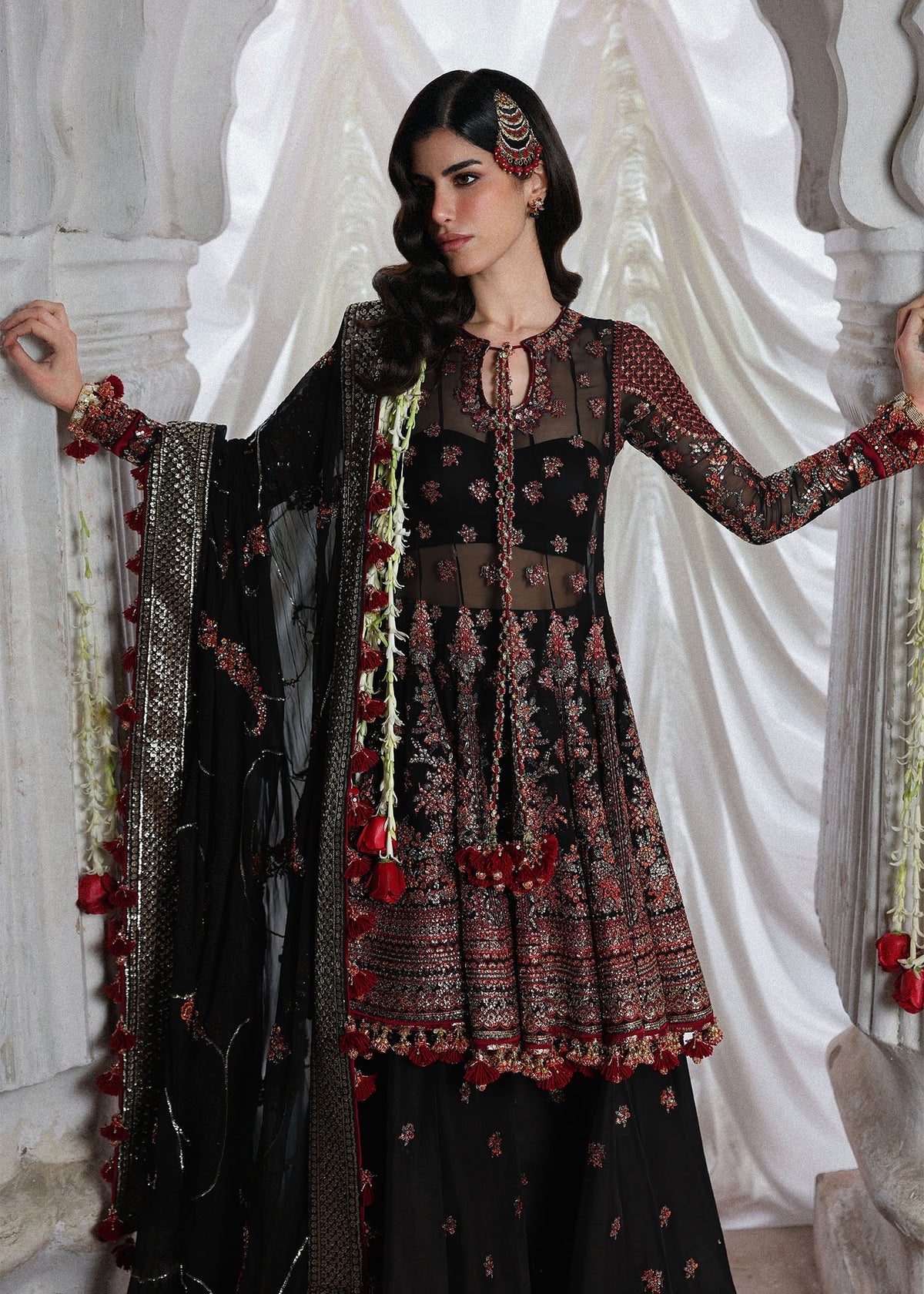 Hussain Rehar 3 Piece Custom Stitched Suit - Black - LB31342