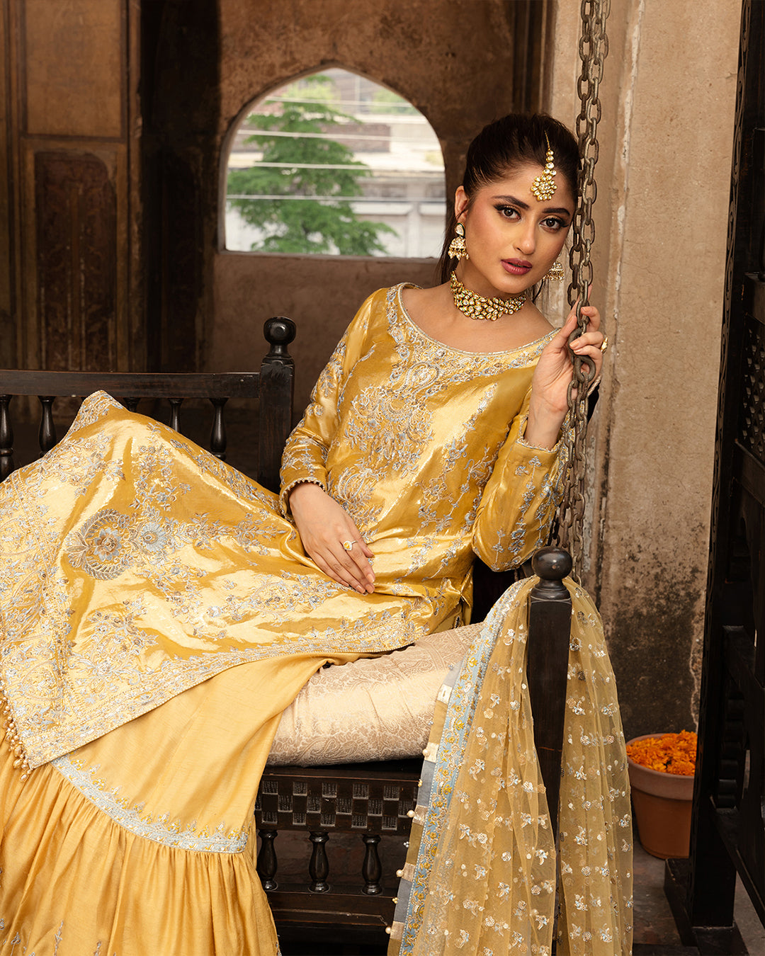 Faiza Saqlain 3 Piece Custom Stitched Suit - Yellow - LB27882