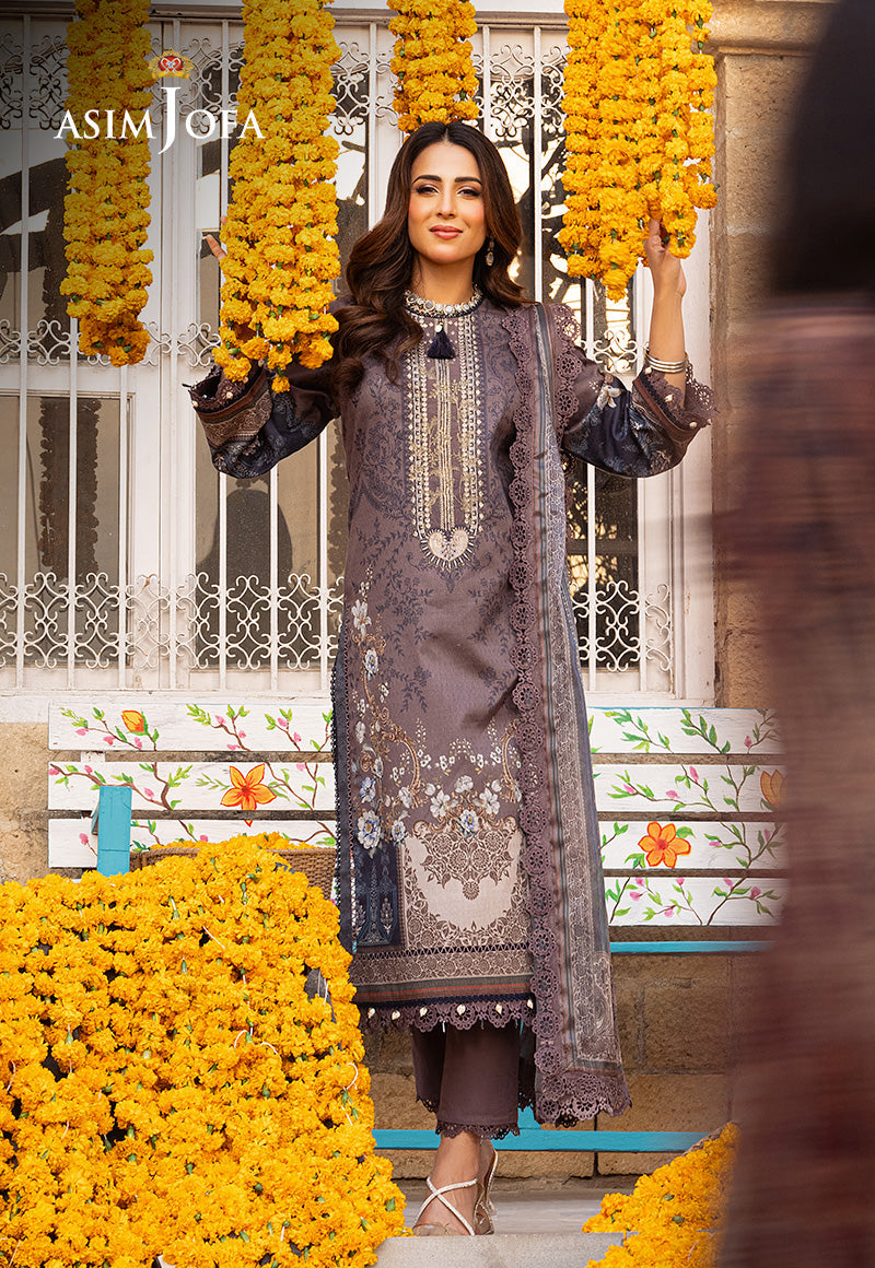 Asim Jofa 3 Piece Custom Stitched Suit - Gray - LB285862