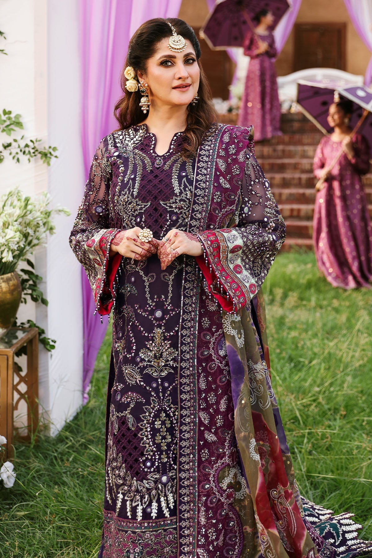 Nureh 3 Piece Custom Stitched Suit - Purple - LB287878