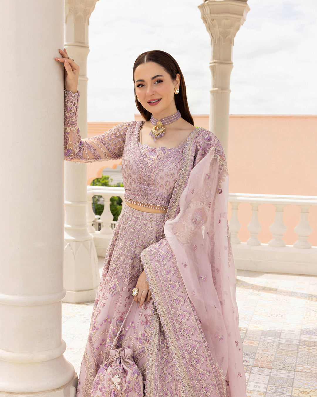 Faiza Saqlain 3 Piece Custom Stitched Suit - Purple - LB288220