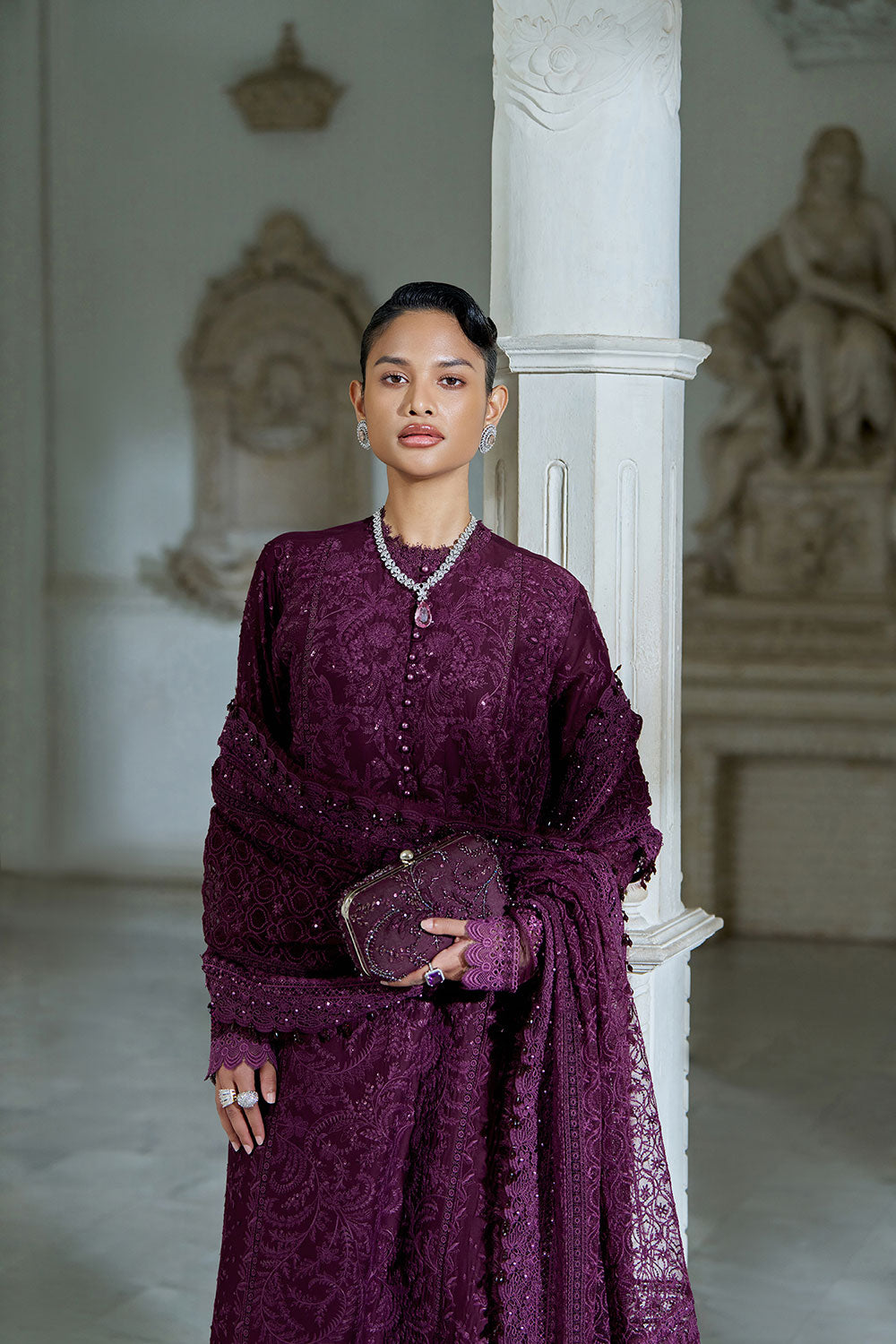 Sobia Nazir 3 Piece Custom Stitched Suit - Purple - LB31236