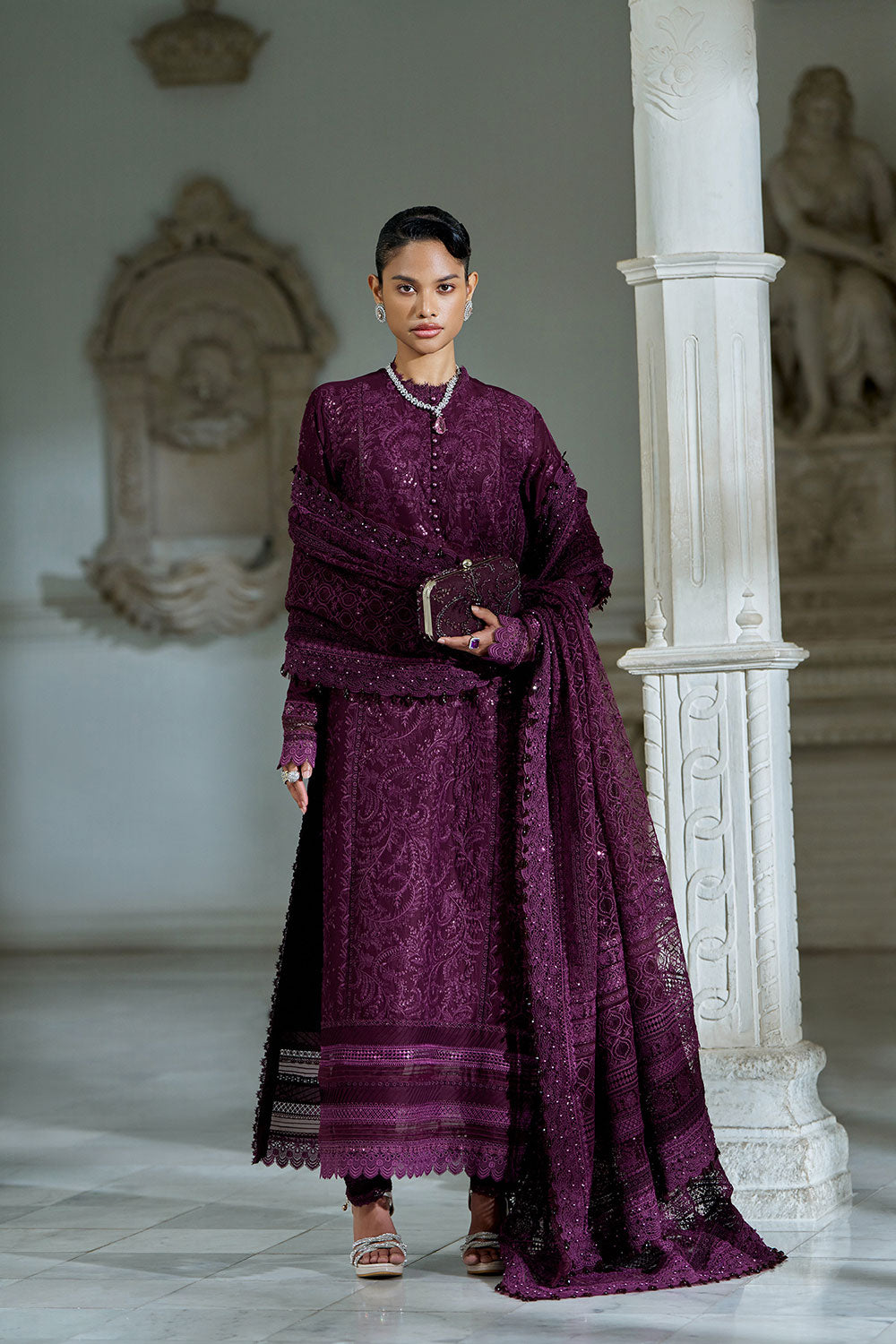 Sobia Nazir 3 Piece Custom Stitched Suit - Purple - LB31236