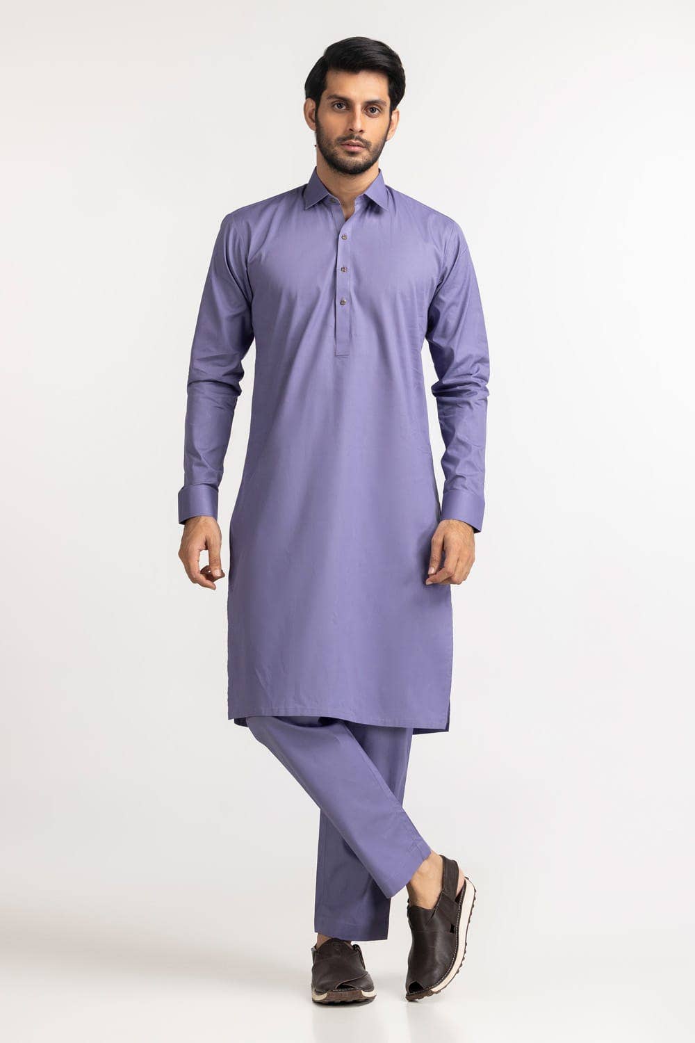 Gul Ahmed Men 2 Piece Custom Stitched Suit - Purple - LB29759