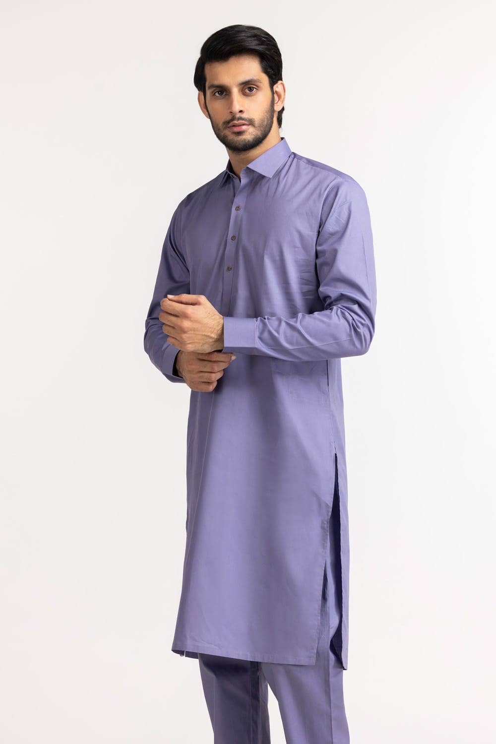 Gul Ahmed Men 2 Piece Custom Stitched Suit - Purple - LB29759