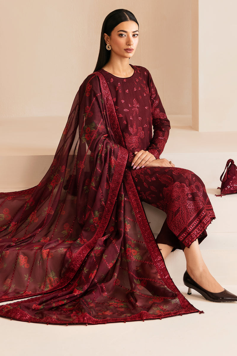 Jazmin 3 Piece Custom Stitched Suit - Maroon - LB287816