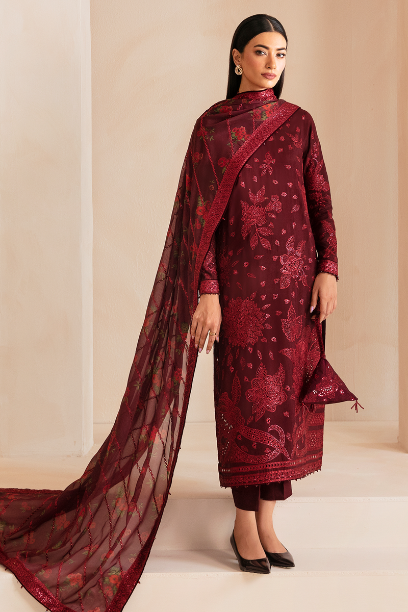 Jazmin 3 Piece Custom Stitched Suit - Maroon - LB287816