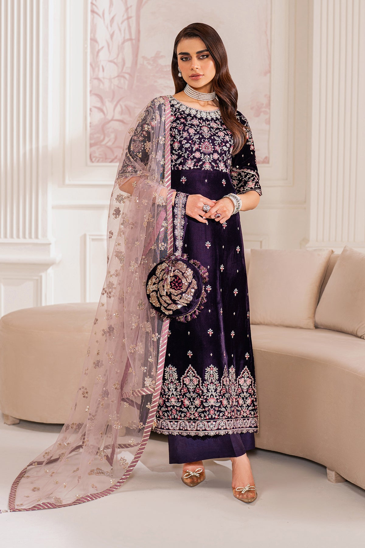 Libasco Baroque 3 Piece Custom Stitched Suit - Purple - LB288276