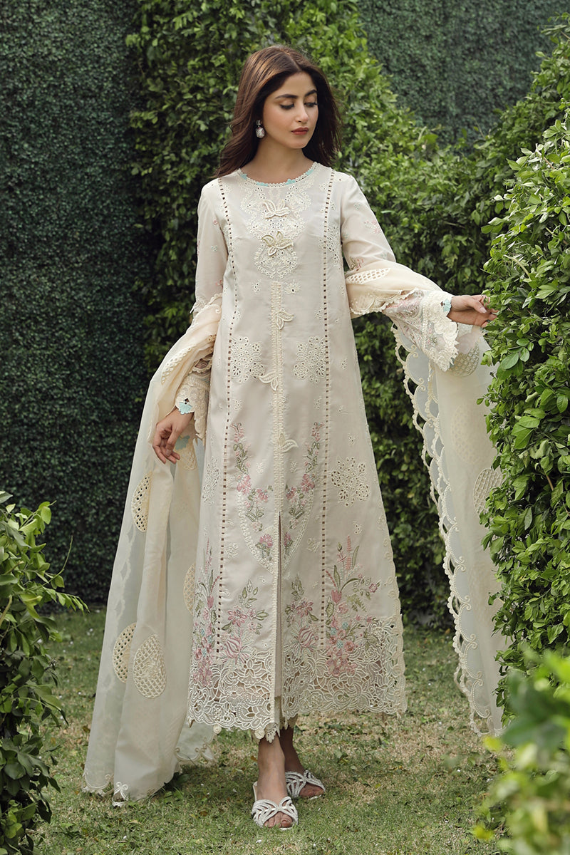 Qalamkar 3 Piece Custom Stitched Suit - Off-White - LB286728