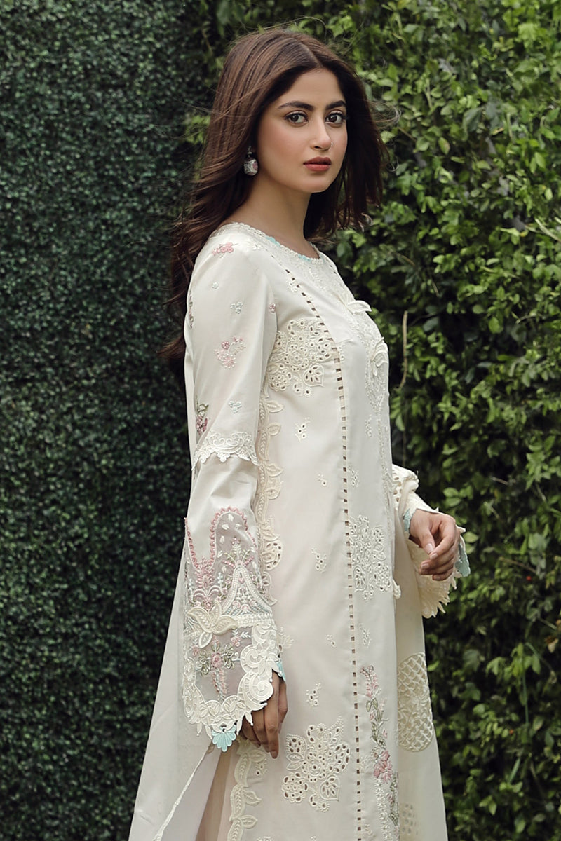 Qalamkar 3 Piece Custom Stitched Suit - Off-White - LB286728