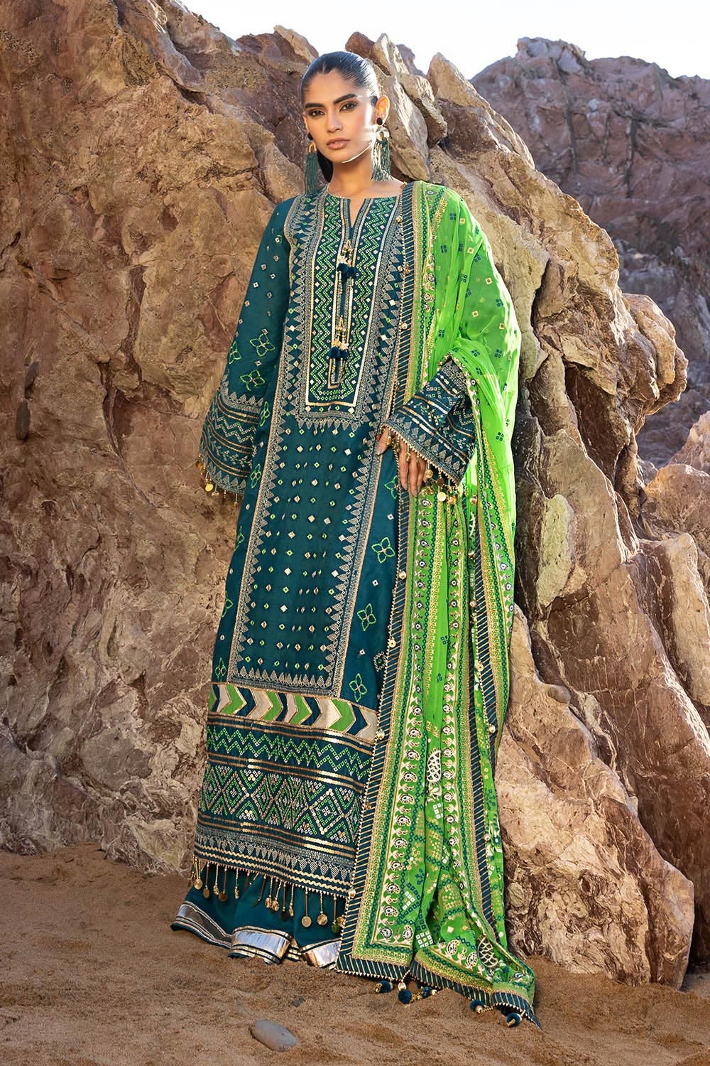 Gul Ahmed 3 Piece Custom Stitched Suit - Green - LB29194