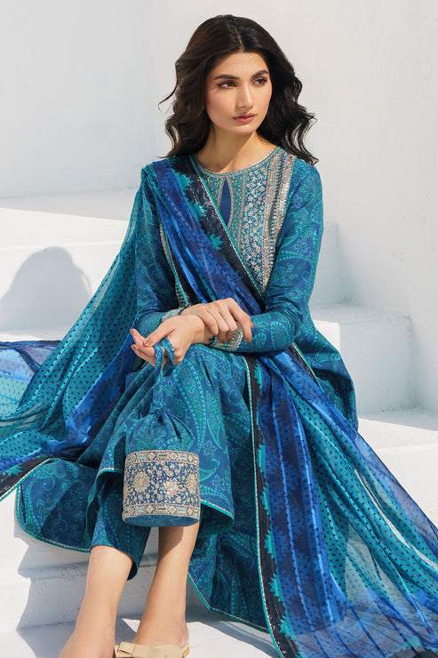 Jazmin 3 Piece Custom Stitched Suit - Blue - LB286396