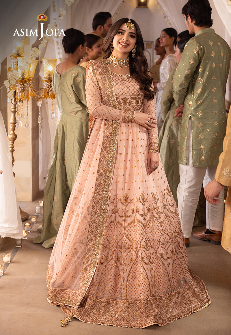 Asim Jofa 3 Piece Custom Stitched Suit - Pink - LB285481