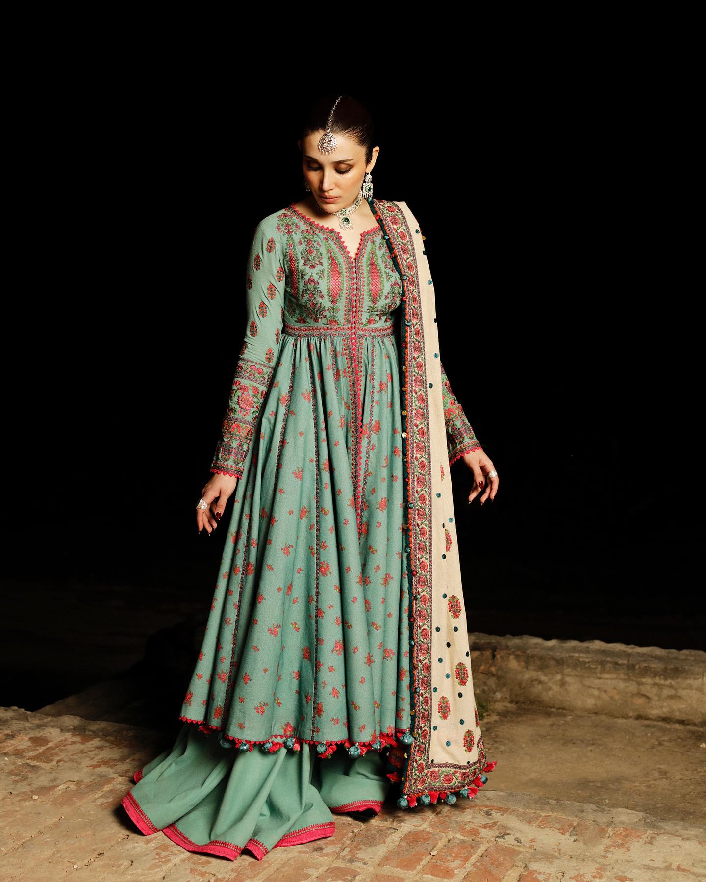 Hussain Rehar 3 Piece Custom Stitched Suit - Aqua - LB284353