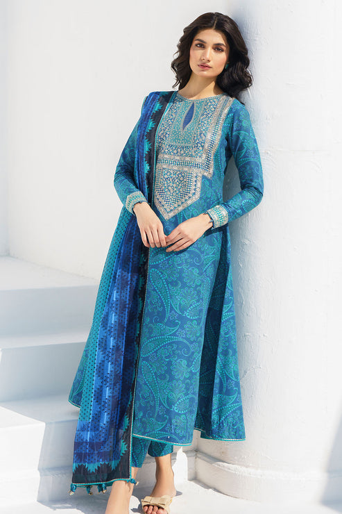 Jazmin 3 Piece Custom Stitched Suit - Blue - LB286396