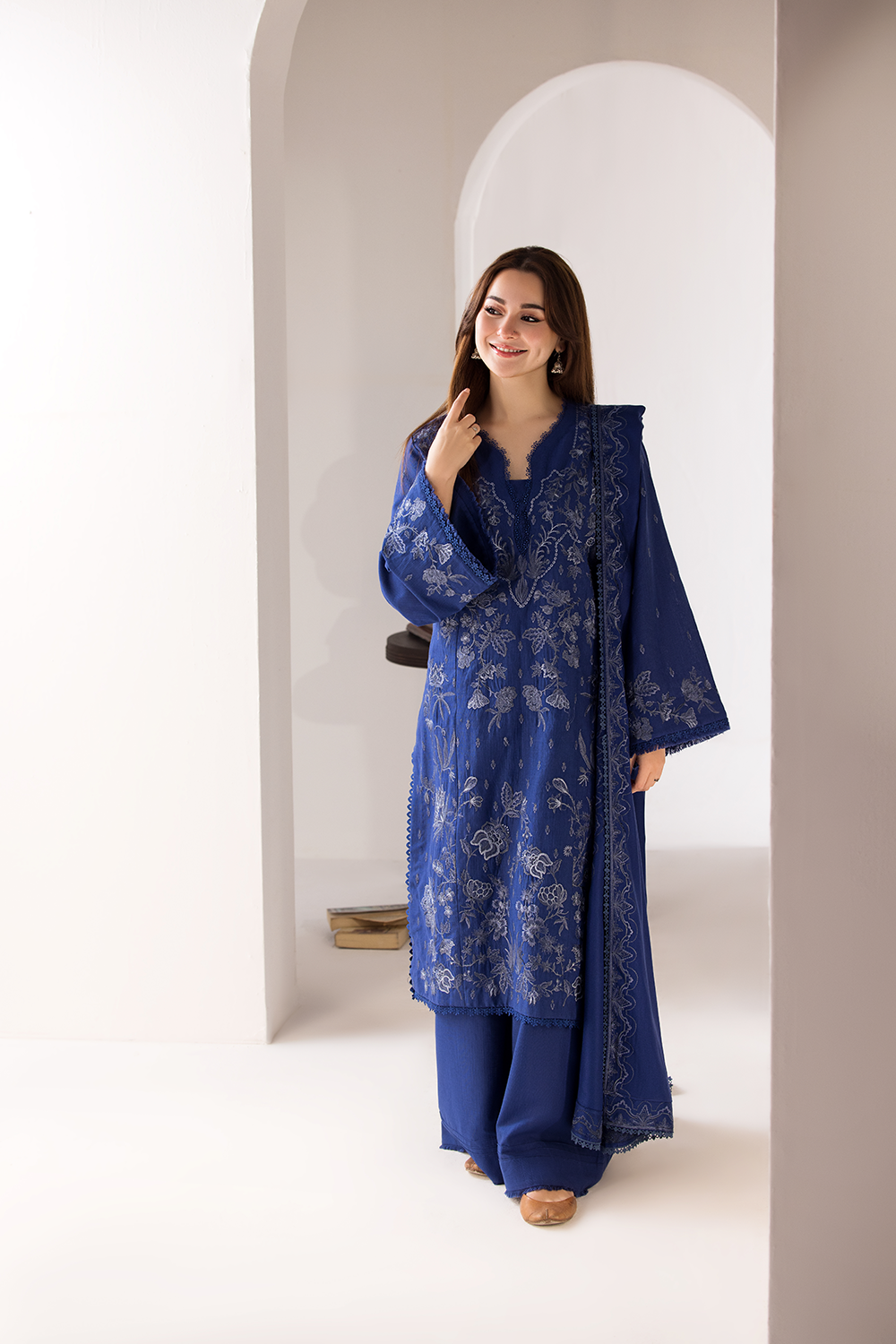 Libasco Sobia Nazir 3 Piece Custom Stitched Suit - Blue - LB288909