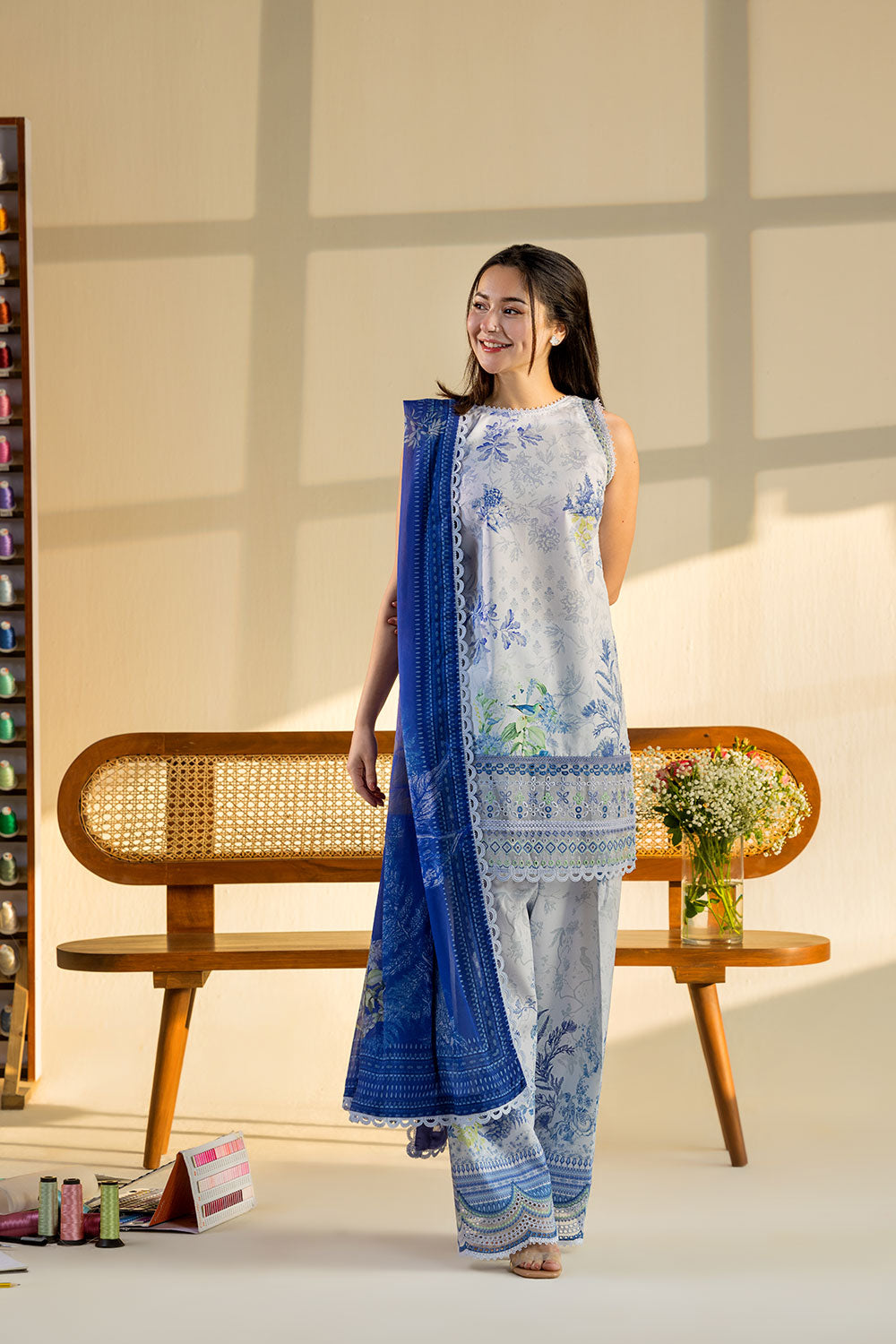 Sobia Nazir 3 Piece Custom Stitched Suit - Blue - LB31555