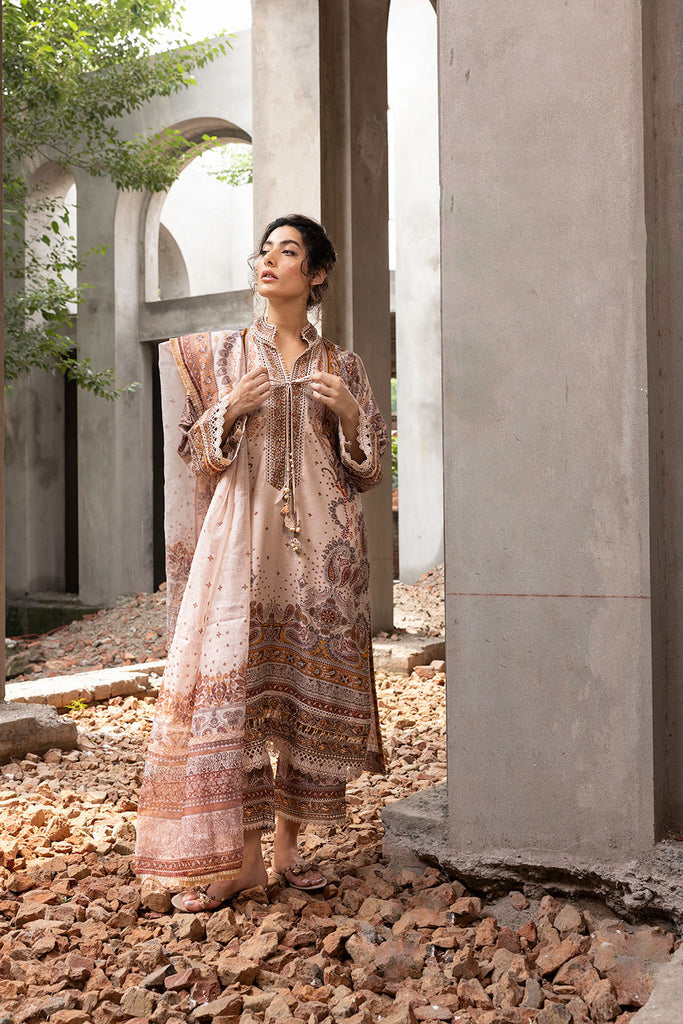 Sobia Nazir 3 Piece Custom Stitched Suit - Beige - LB287916