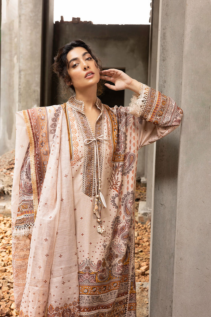 Sobia Nazir 3 Piece Custom Stitched Suit - Beige - LB287916