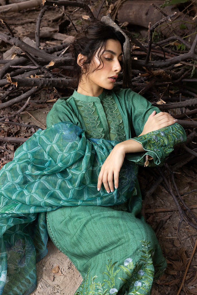 Sobia Nazir 3 Piece Custom Stitched Suit - Green - LB287924