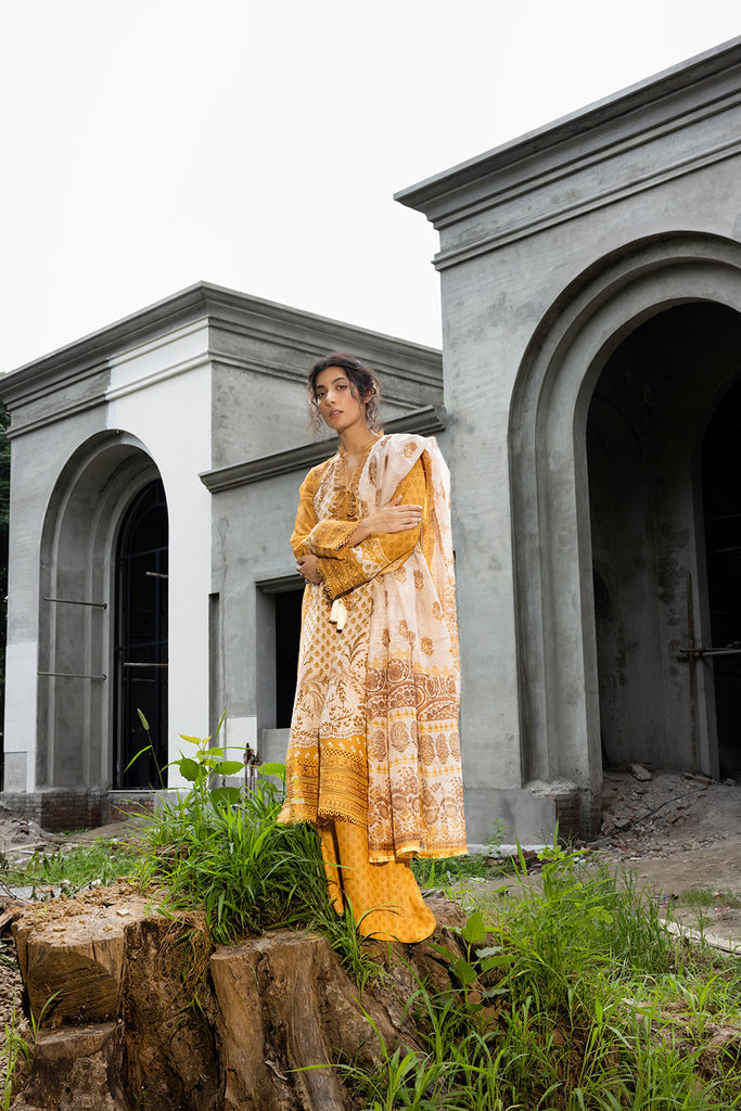 Sobia Nazir 3 Piece Custom Stitched Suit - Yellow - LB287923