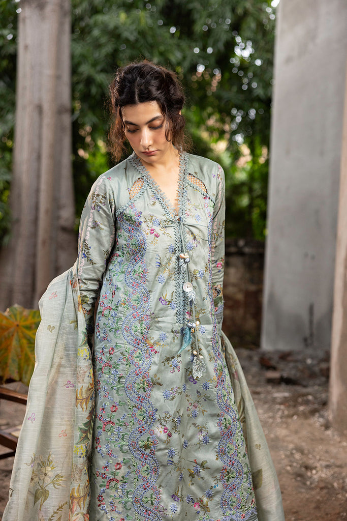 Sobia Nazir 3 Piece Custom Stitched Suit - Green - LB287922