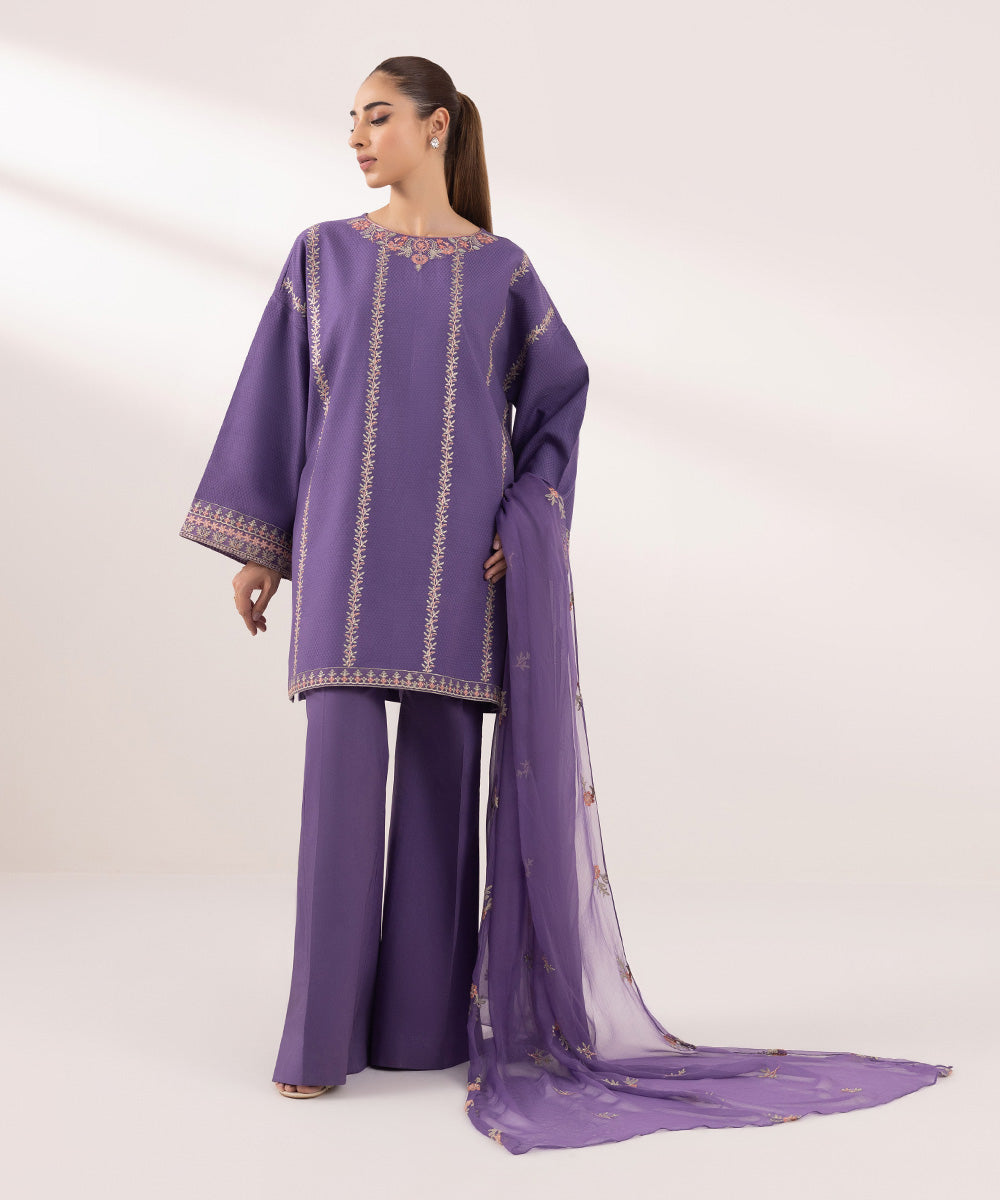 Sapphire 3 Piece Custom Stitched Suit - Purple - LB287615