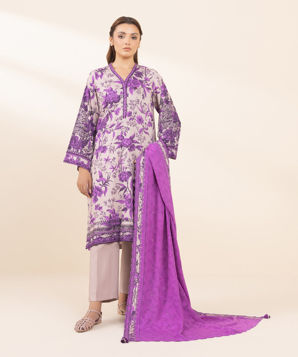 Libasco Sapphire 3 Piece Custom Stitched Suit - Purple - LB288728