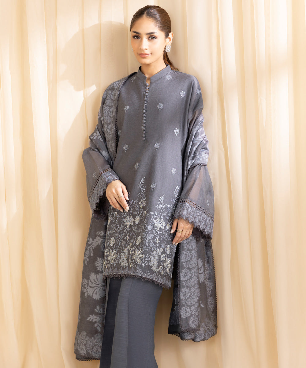 Sapphire 3 Piece Custom Stitched Suit - Gray - LB288643