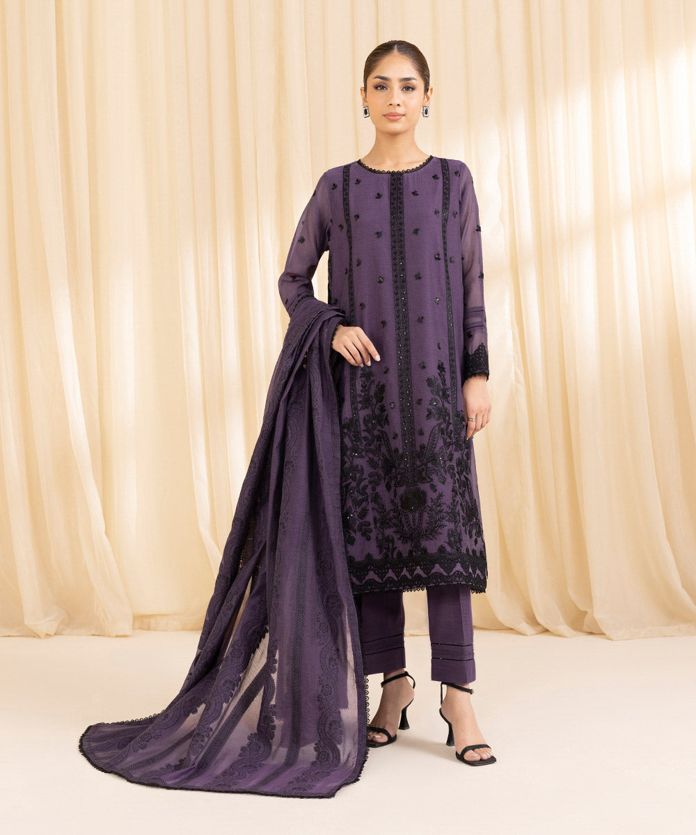 Libasco Sapphire 3 Piece Custom Stitched Suit - Purple - LB288749