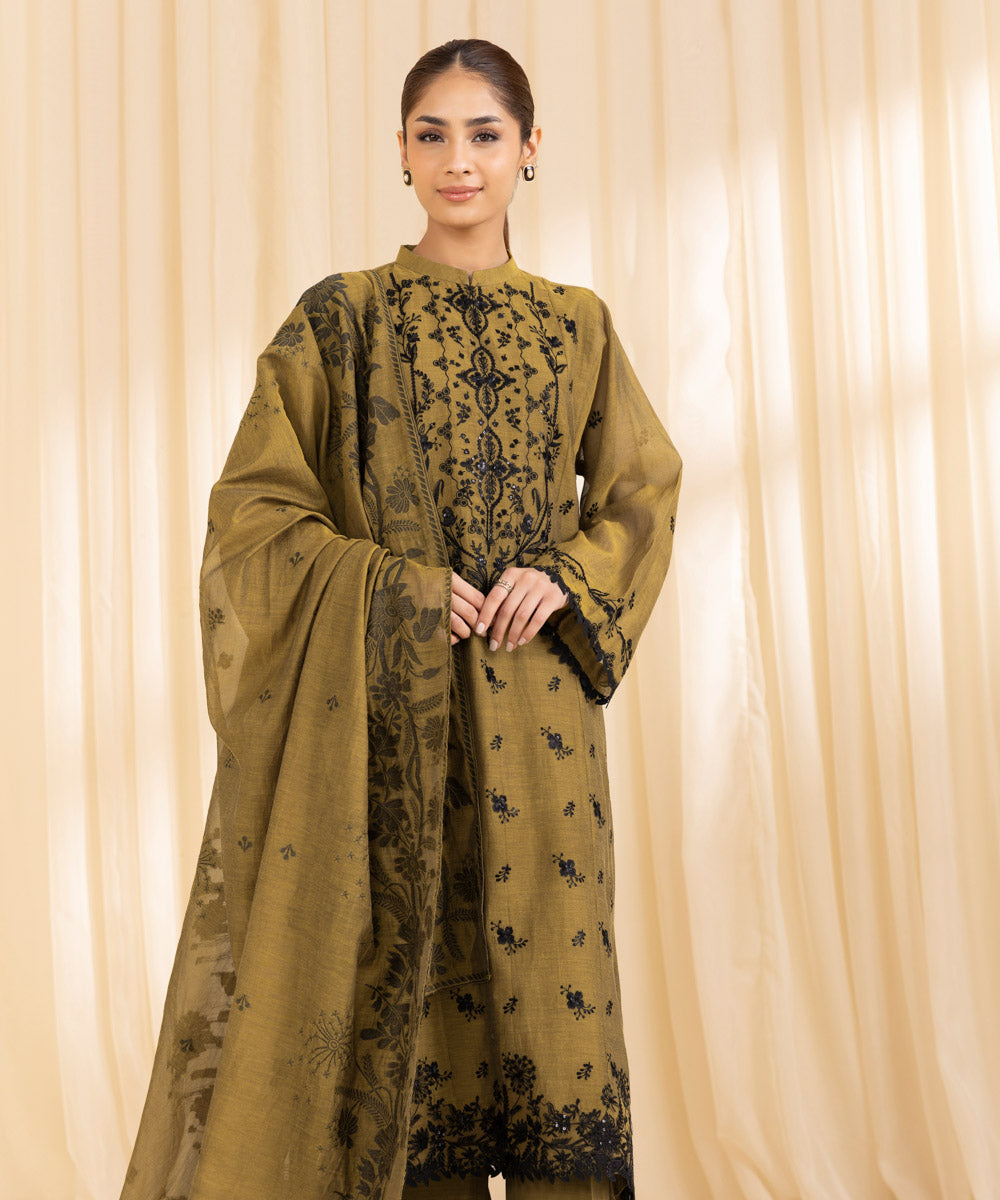 Sapphire 3 Piece Custom Stitched Suit - Mustard - LB288690