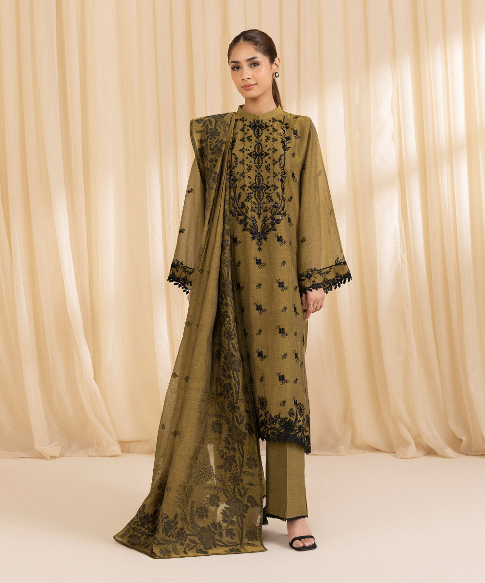 Libasco Sapphire 3 Piece Custom Stitched Suit - Mustard - LB288690