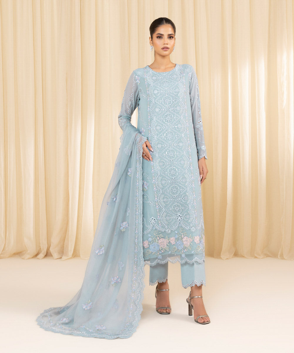 Sapphire 3 Piece Custom Stitched Suit - Blue - LB288161