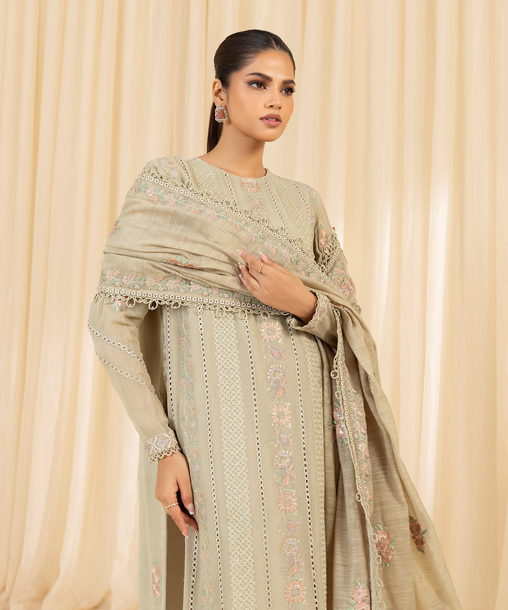 Sapphire 3 Piece Custom Stitched Suit - Beige - LB288160