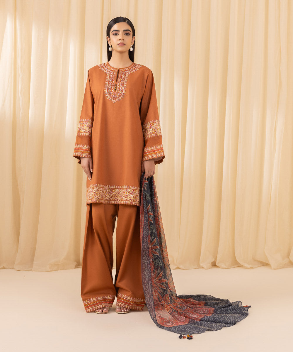 Sapphire 3 Piece Custom Stitched Suit - Orange - LB288154