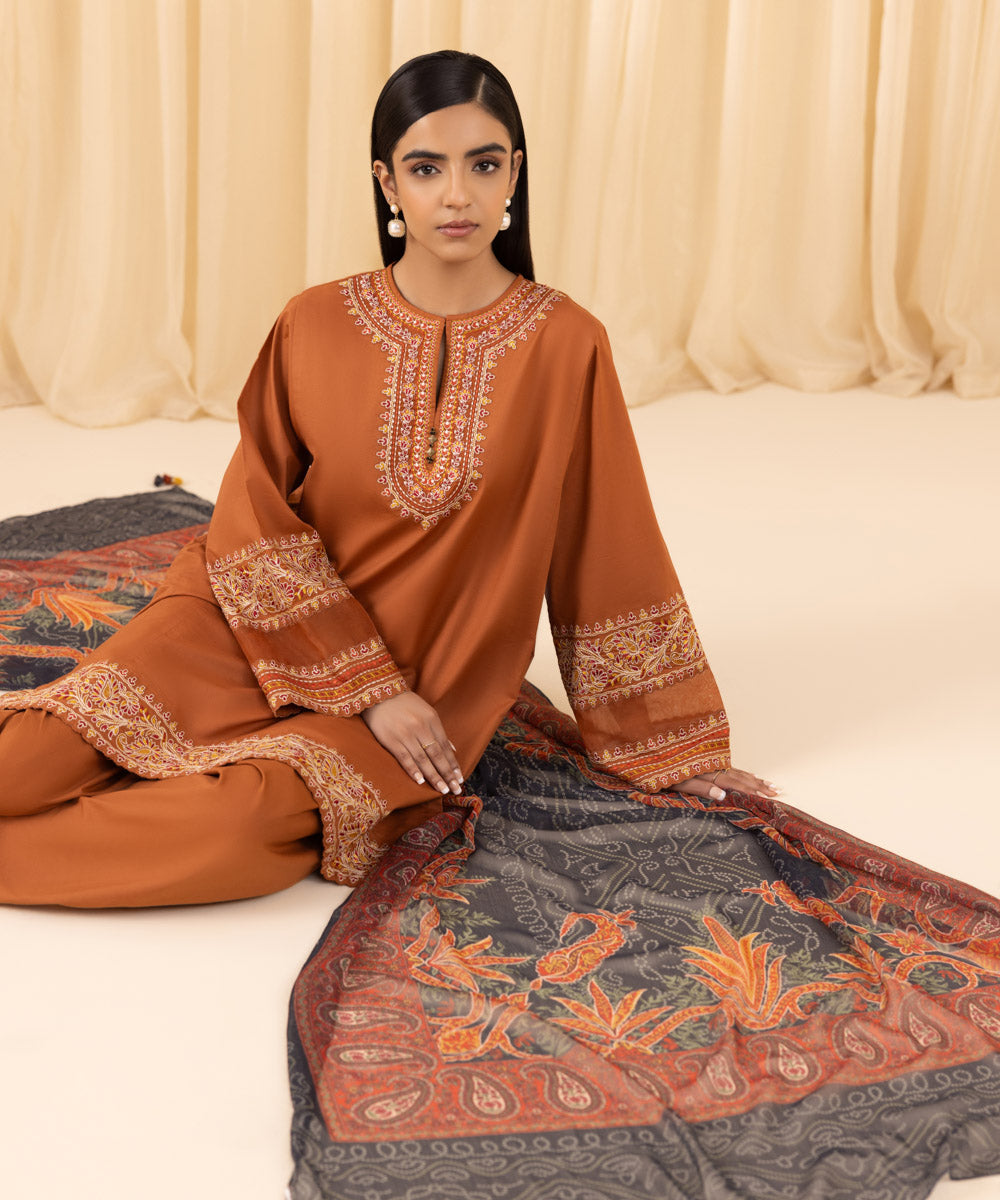 Sapphire 3 Piece Custom Stitched Suit - Orange - LB288154